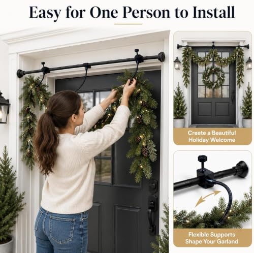 Adjustable Garland Hanger for Door Frame No Hardware No Drill Biviting B / L-31.5-80.7"