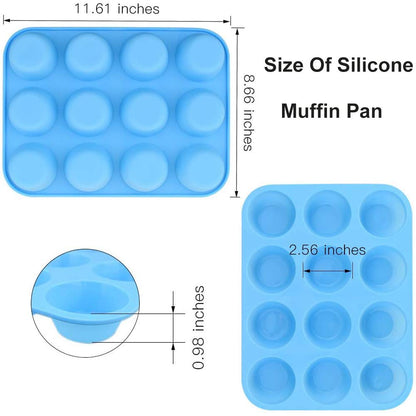 Qtopun Silicone Mini Muffin Pan, 4 Pack 24 Cups Silicone Mold Cups Baking Pan, Silicone Muffin Tins Baking Moulds (12-cup multi-color)