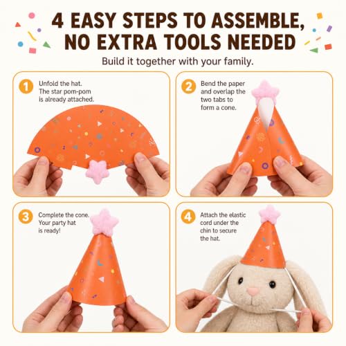 Rainbow Party Hats for Stuffed Animals & Pets - 11 pcs Mini Celebration Set