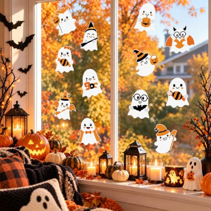 Orange Halloween Ghost Cutouts Bulletin Board Decorations - 48 Pcs