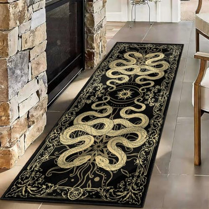 Gothic Snake Runner Rug for Hallways 2x6ft - Washable Bohemian Decor - Variation: Gothic-4 / 2' x 6' Rectangular