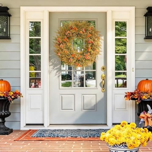 Large Artificial Fall Wreath for Front Door - 26 Inch Autumn Decor