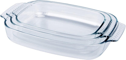 Skiennix 3-Piece Tempered Glass Bakeware Set | Oven & Dishwasher Safe Casserole Dishes - 1.8QT, 2.5QT, 3.1QT