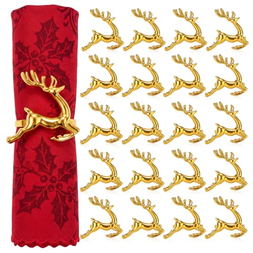 Willbond 48 Pcs Gold Reindeer Napkin Rings Holiday Table Decor - Variation of THIS listing