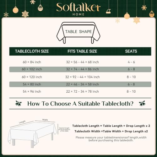 Christmas Plaid Tablecloth Rectangle Green White 60x84 with Variation - Softalker