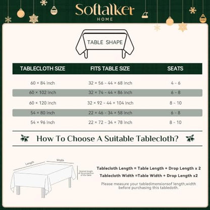 Christmas Plaid Tablecloth Rectangle Green White 60x84 with Variation - Softalker