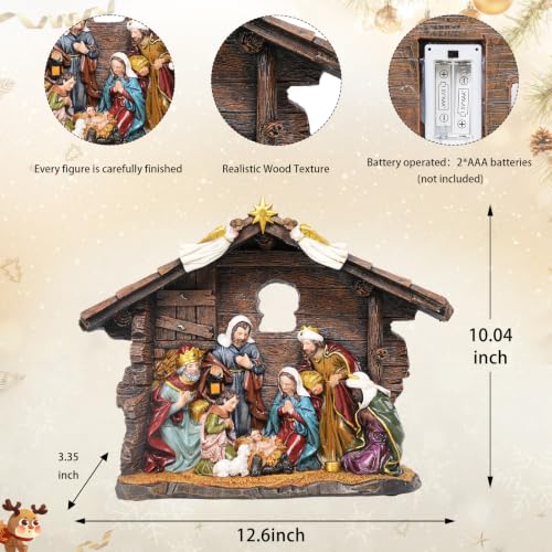 Lighted Nativity Scene Set for Christmas Indoor Decoration - 4 Pieces