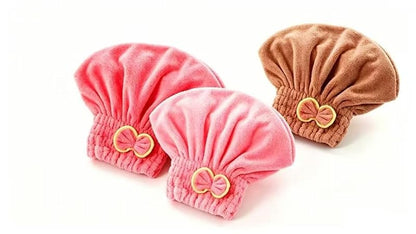 Microfiber Hair Drying Towels Set - Quick-Absorb Turban Caps for Women & Girls