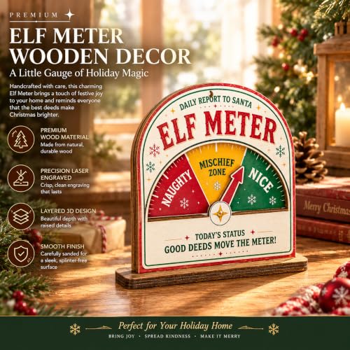 Funny Christmas Elf Meter Ornament - Naughty Nice Mischief Scale Decoration - Elfmeter 1