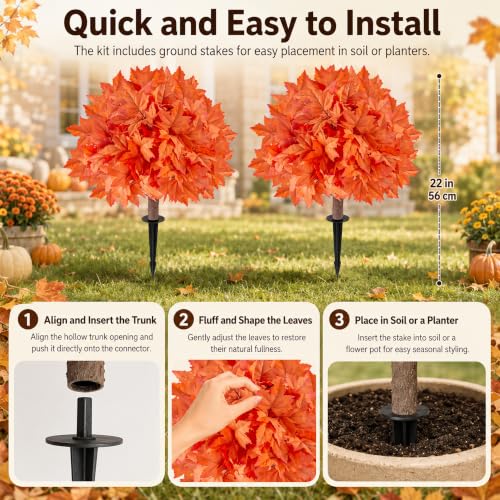 Artificial Maple and Eucalyptus Topiary Plants - 22 Inch Outdoor Decor Set