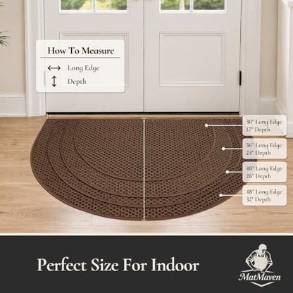 Dirt Trapper Half Circle Door Mat 17x30 Inches Brown Non-Slip Entryway Rug