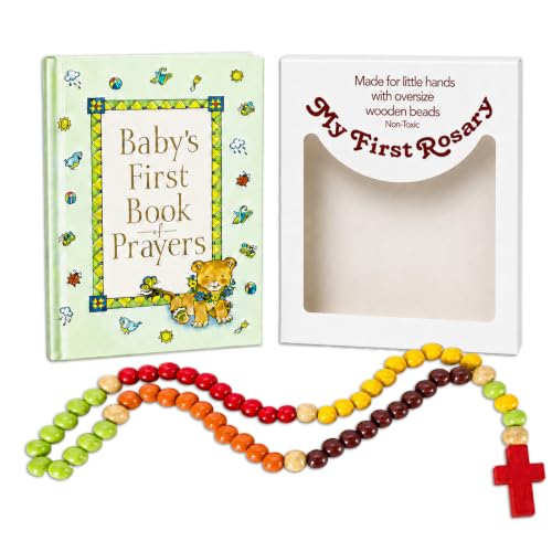 Baby Baptism Gift Set with First Rosary and Prayer Book - Keepsake Religious Gift