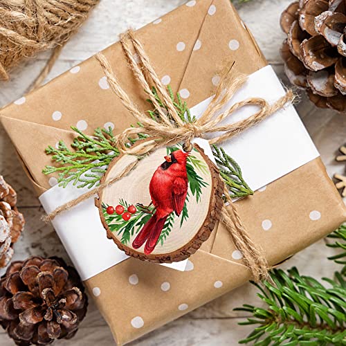 Classic 16 PCS Christmas Wooden Ornaments Red Birds Hanging Decor Tree Crafts