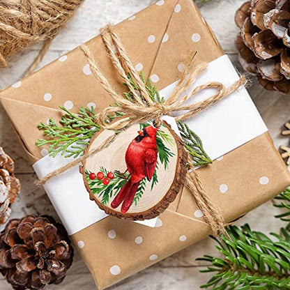 Classic 16 PCS Christmas Wooden Ornaments Red Birds Hanging Decor Tree Crafts