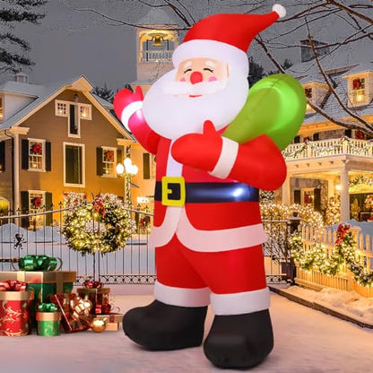 9ft Inflatable Christmas Santa with Shakeable Arm & LED Lights - Yard Decor