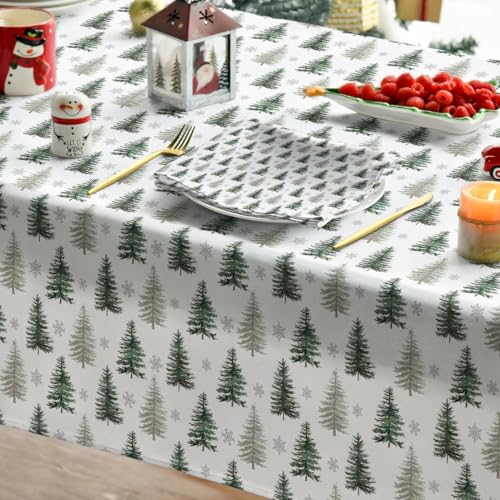 Christmas Tablecloth 60 x 84 Inch Rectangular Pine Green Holiday Decor