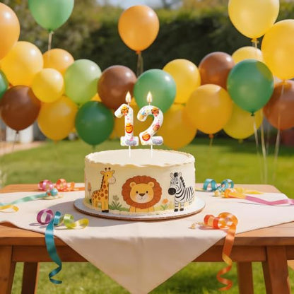 Party Animal Number Candle - Jungle Themed Birthday Cake Topper - 2