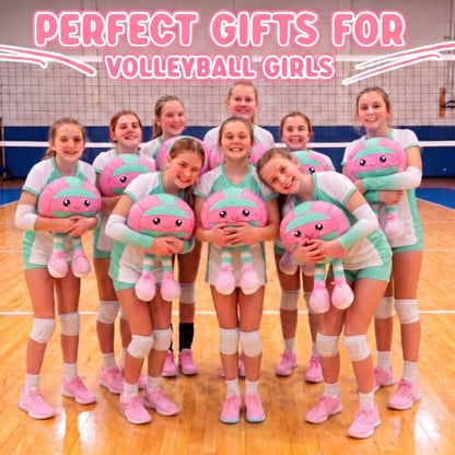 Volleyball Plush Pillow with Anime Character - Teal Pink Volleyball Gift for Girls