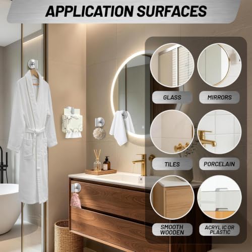 Stainless Steel Shower Suction Cup Hooks Brushed Nickel 2 Pack No Drill