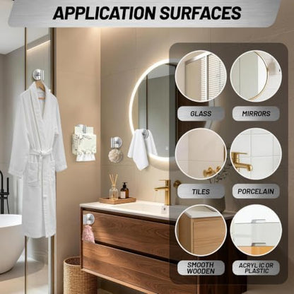 Stainless Steel Shower Suction Cup Hooks Brushed Nickel 2 Pack No Drill