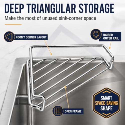 Stainless Steel Corner Sink Shelf - 2 Pack Kitchen Organizer for Sink Edge