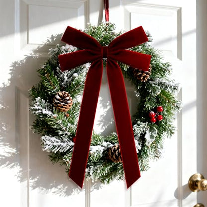 Burgundy Velvet Christmas Bow Set - 36 Pack, 5.1 x 10.2 Inches