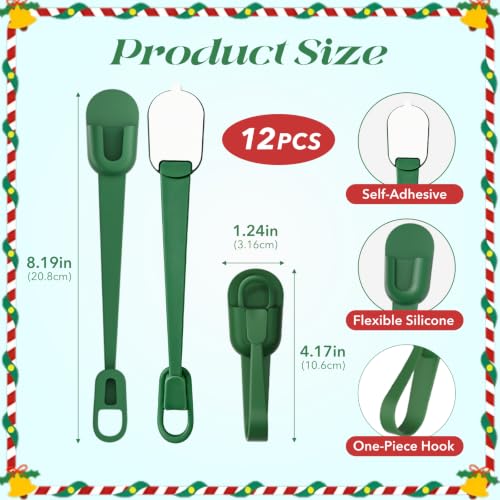 Self-Adhesive Silicone Garland Hangers for Mantle, Fireplace & Doorway - 12 Pack