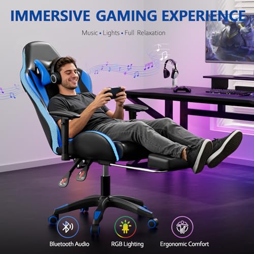 Mr IRONSTONE RGB Gaming Chair Black with Bluetooth Speakers & Massage