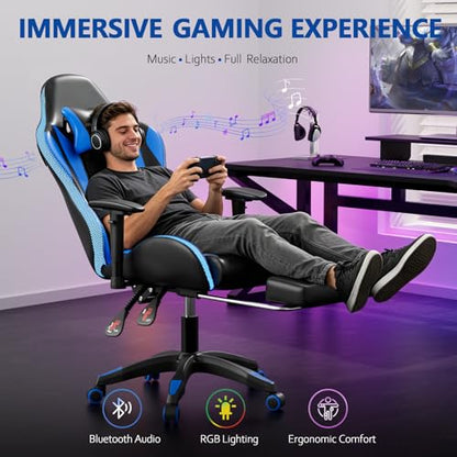 Mr IRONSTONE RGB Gaming Chair Black with Bluetooth Speakers & Massage