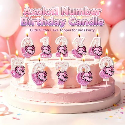 Axolotl Birthday Number Candles - Cake Topper Party Decor - Number 7