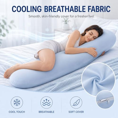 Grey Sleep Body Pillow for Side Sleepers - Ergonomic Support & Cooling Cover