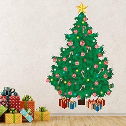 Christmas Decorations Wall Stickers Set - Traditional Christmas Tree Design