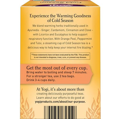 Yogi Tea Cold Season Tea - 16 Tea Bags per Pack (6 Packs) - Organic Respiratory Tea for Support During Colder Seasons - Includes Ginger, Cardamom, Cinnamon, Licorice & Eucalyptus