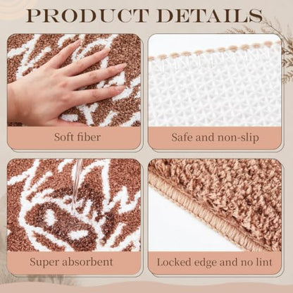 Highland Cow Bathroom Rugs Set - 3 Piece Non Slip Bath Mat Collection