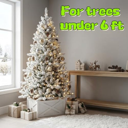 Small White Christmas Tree Collar Box - 17 Inch Wooden Tree Stand Cover