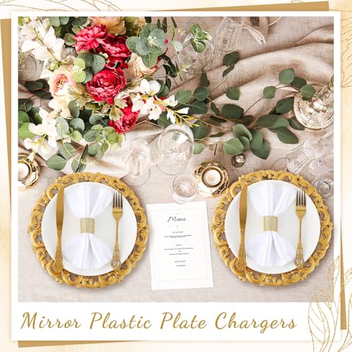 Maxdot 24 Gold Mirror Charger Plates 13 Inch Baroque Dinner Decor Set