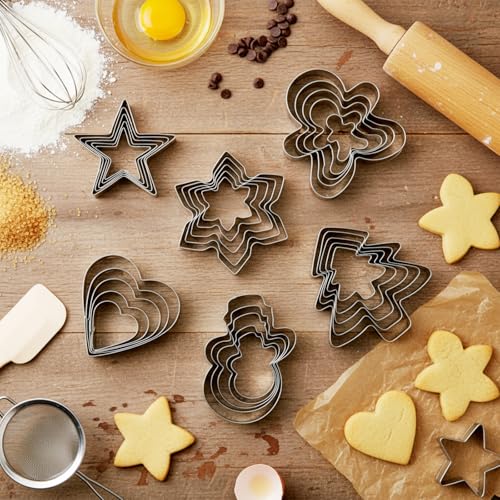Christmas Cookie Cutter Set 30 Pcs Various Sizes - Stainless Steel Baking Molds