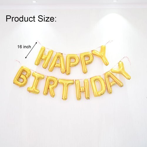 Happy Birthday Balloon Banner - 40-Inch Gold Foil Mylar Balloons with 16-Inch Letters for 18th Birthday Party
