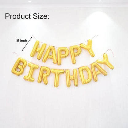 Happy Birthday Balloon Banner - 40-Inch Gold Foil Mylar Balloons with 16-Inch Letters for 18th Birthday Party