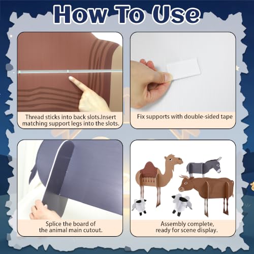 Nativity Animal Stand Up Cardboard Cutouts - 5 Pcs Christmas Nativity Scene Decorations - Variation: Nativity Animal