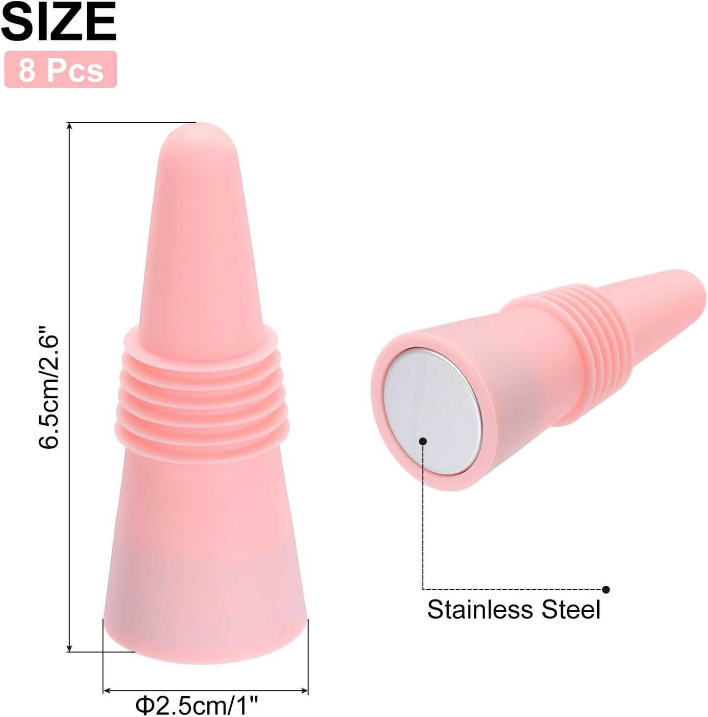 MECCANIXITY 8Pcs Wine Stoppers High Temp Silicone Plug T Shaped Wine Bottle Stopper Wine Outlet Cap Bottle Cover, Nordic Pink