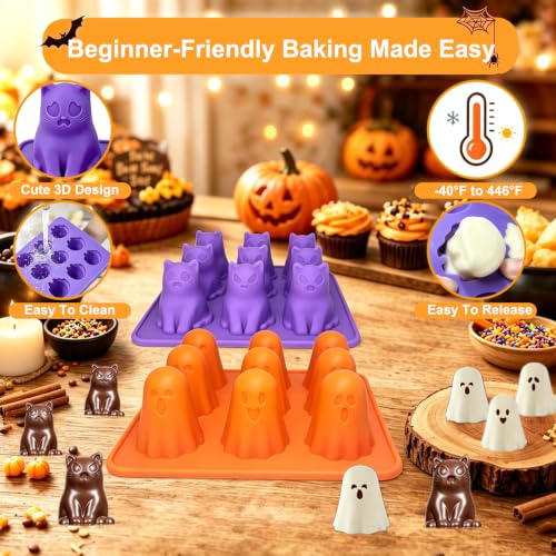 Halloween Ghost Silicone Mold 2 Pack - 3D Candy, Chocolate, Gummy & Dessert Maker