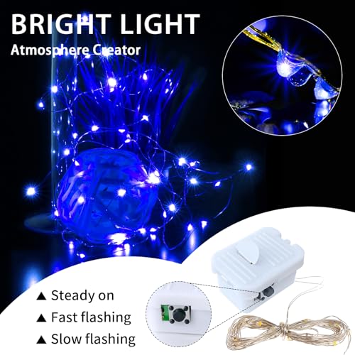 12 Pack Blue Fairy Lights Battery Operated 7ft 20 LED String for Holiday Decor - Variation of 12 / Blue