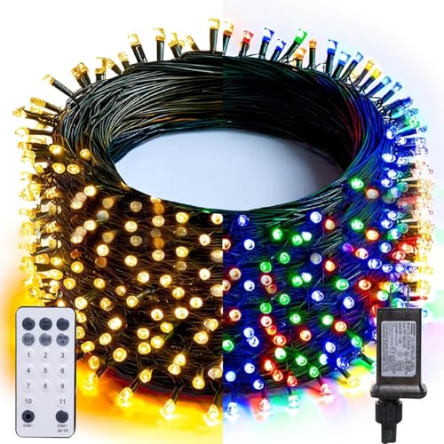 100FT 300 LED Color Changing Christmas Lights with Remote - Waterproof Indoor Outdoor String Lights - 2 in 1 Warm White & Multi-Color, 11 Modes