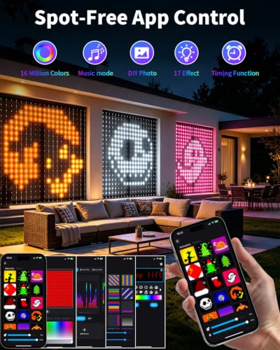 Smart Curtain Lights 400 LEDs, Multicolorful 6.5x6.5ft DIY String Light with App & Remote