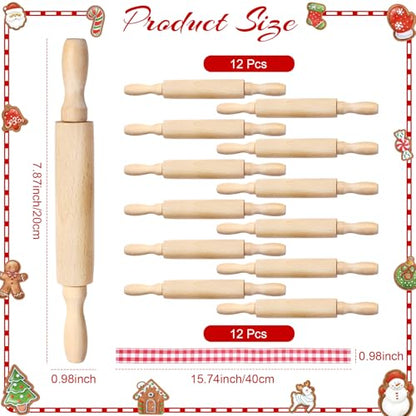 Christmas Baking Gift Set with Mini Wooden Rolling Pins & Cookie Cutters - 12 Piece