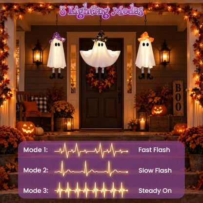 Halloween Ghost Decorations Outdoor Indoor Warm Light Pack with DIY Arms