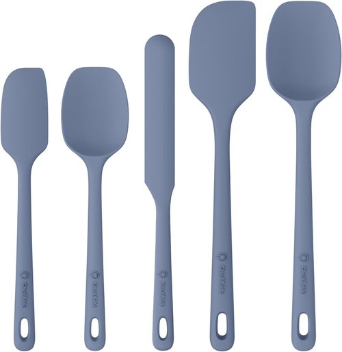 ChefAide Silicone Spatula Set - 5 Pieces, Ergonomic Grip, Heat Resistant Up to 600°F for Nonstick Cookware