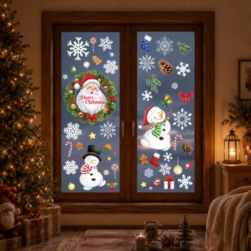 Holiday Window Clings 3-in-1 Set for Halloween Thanksgiving Christmas - Seasonal Decor with Variation Halloween+Thanksgiving+Christmas