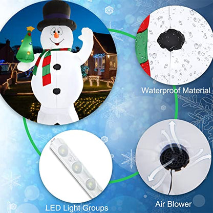 8FT Snowman Inflatable Christmas Decoration with LED Lights - Outdoor Yard Holiday Decor - Variation of THIS listing